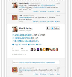 Kuvakaappaus Alex Knightleyn Twitter-tililtä.