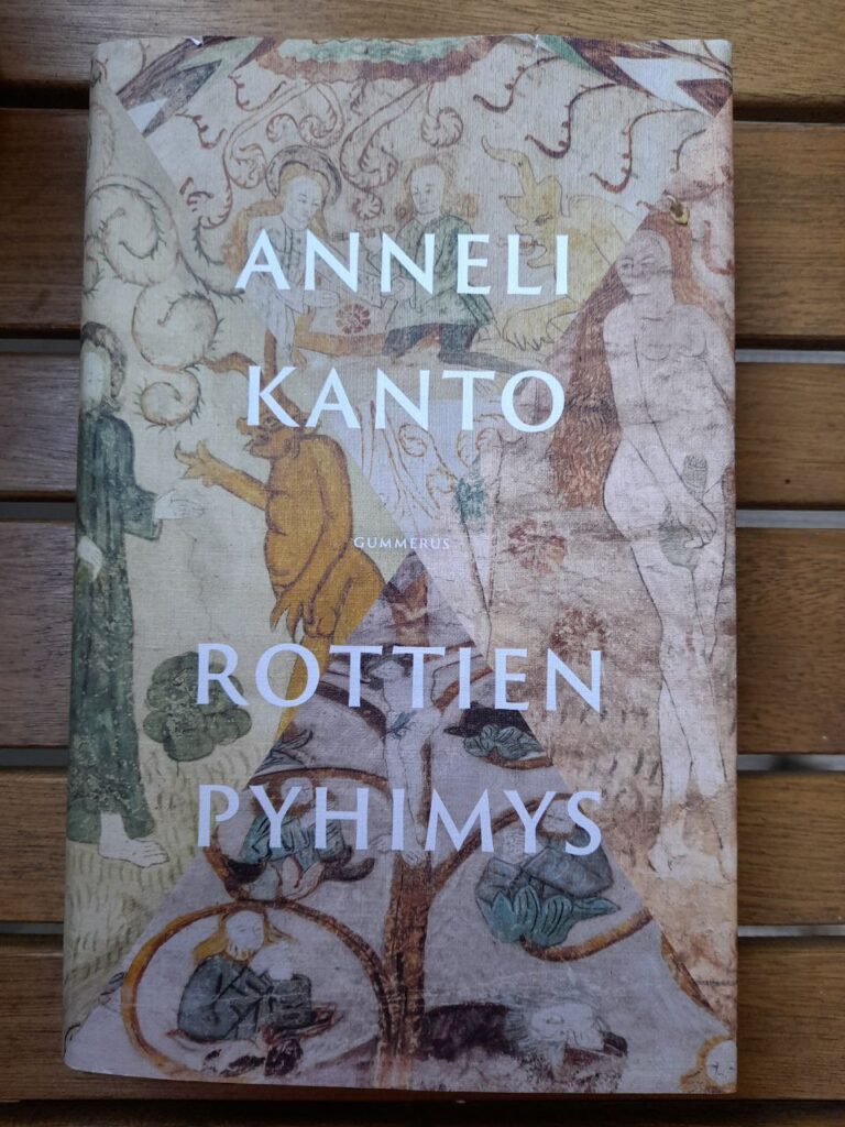 Kuva kirjan kannesta, jossa vanhan tyylistä ihmis- ja muita hahmoja.